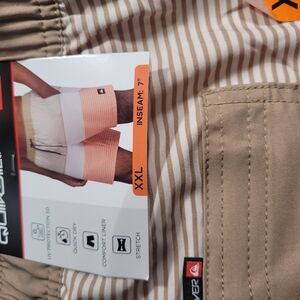 Quiksilver Beige and White Striped Shorts XXL
